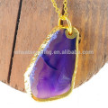 China wholesale alibaba express jewelry gold edge natural stone agate pendant necklace